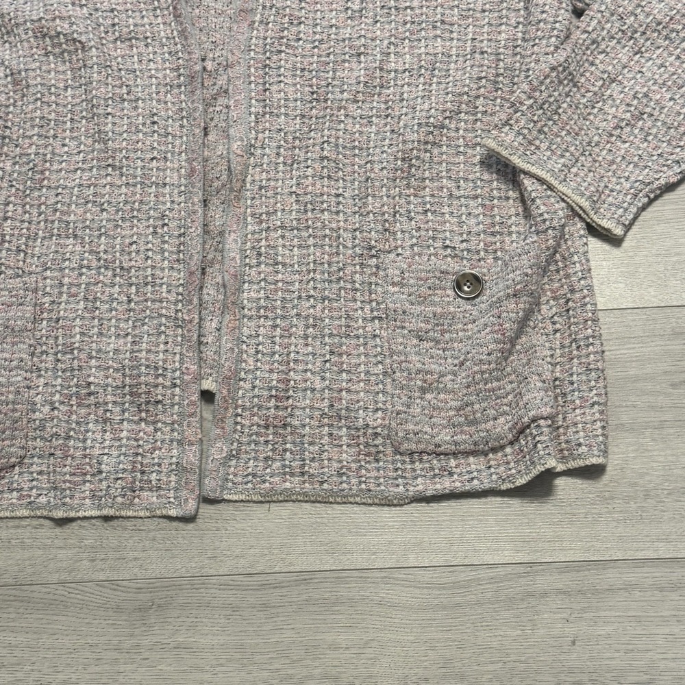 J Jill Sweater Cardigan Pink Gray Girly Spring Knit Pockets Size 3X New - Picture 4 of 9
